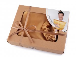 Saténová Beauty sada na spaní, povlak a scrunchie gumička