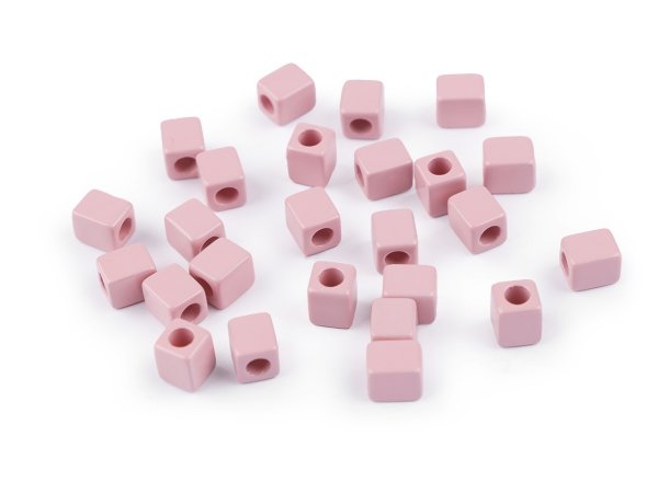 Plastové korálky kostka 6x6 mm