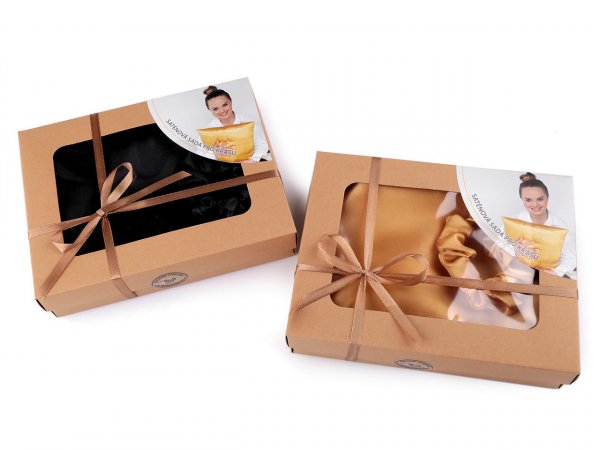 Saténová Beauty sada na spaní, povlak a scrunchie gumička