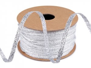 Stuha lurexová / brokátová šíře 3 mm vánoční