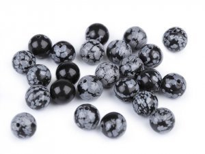 Obsidián vločkový, minerální korálky Ø8 mm