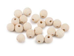 Dřevěné korálky nelakované vroubkované Ø14 mm