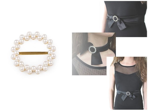 Perlová spona, průvlek 23 mm, na šaty, halenky, šátky a opasky