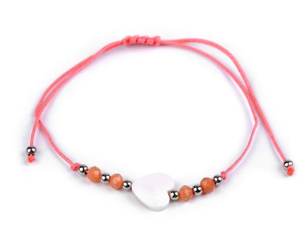 Náramek shamballa perleťové srdce