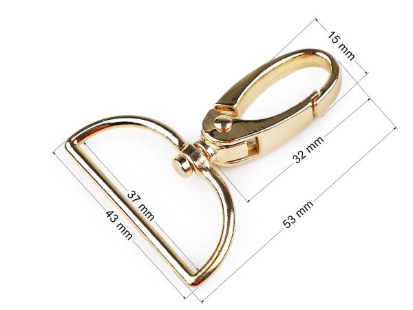 Kovová karabina otočná, průvlek 37 mm