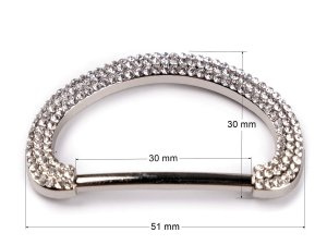 Designová spona s broušenými kamínky, průvlek 30 mm