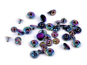 Knoflíky stiskací s pérkem Ø12 mm na středně silné látky, duhové
