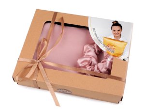 Saténová Beauty sada na spaní, povlak a scrunchie gumička