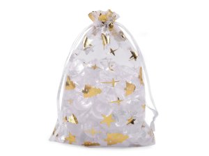 Vánoční dárkový pytlík stromečky 10x14,5 cm organza