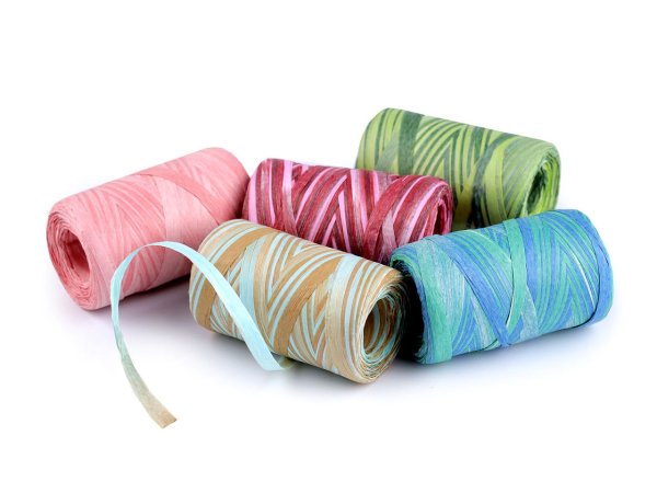 Lýko rafie přírodní multicolor, k pletení tašek, šíře 5-8 mm