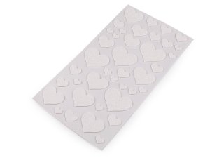 Samolepicí pěnová guma Moosgummi srdce s glitry - mix velikostí