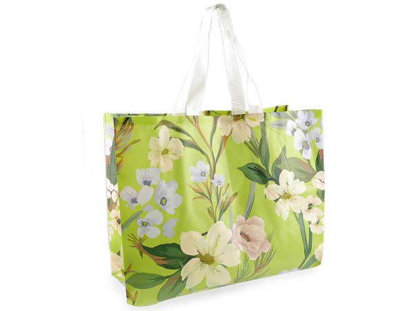 Taška z laminované netkané textilie květy velká 50x40 cm