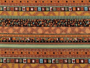 Bavlněná látka / plátno se zlatým potiskem - africký, etnický styl