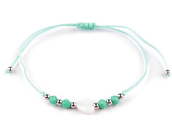 Náramek shamballa perleťové srdce