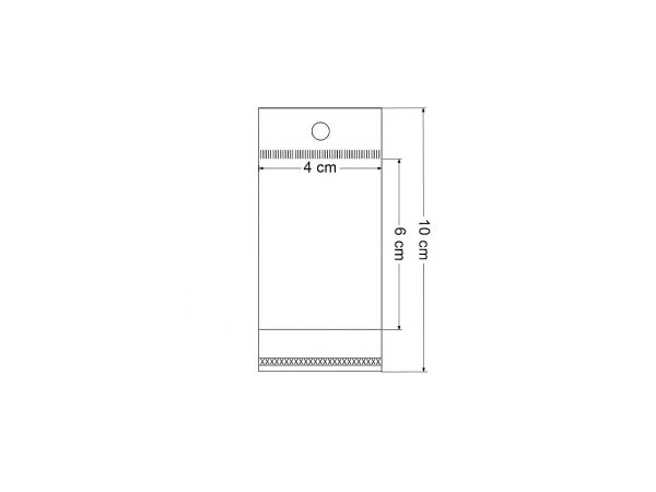 PP sáček s lepicí klopou a závěsem 4x6 cm jedna strana průhledná