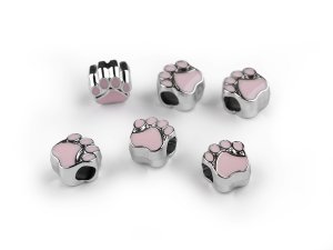 Plastové korálky s velkým průvlekem tlapka 11x11 mm