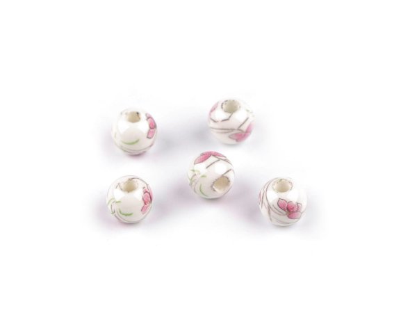 Porcelánové korálky s květy Ø8 mm