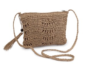 Háčkovaná kabelka z rafie - lýka se zipem 27x23 cm