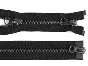 Zip kovový YKK No 5 dělitelný 2 jezdce / dvoucestný 70 cm na kožené bundy