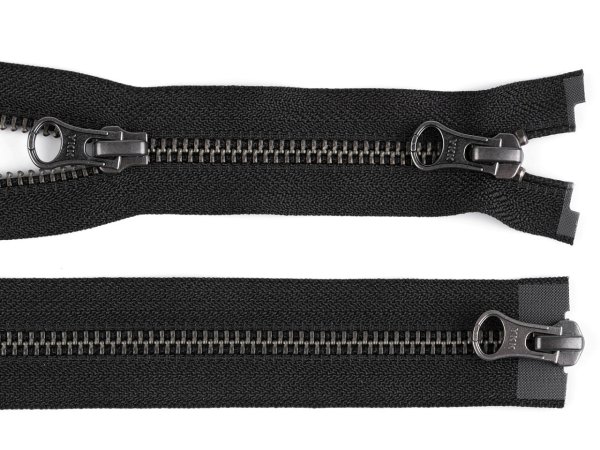 Zip kovový YKK No 5 dělitelný 2 jezdce / dvoucestný 70 cm na kožené bundy