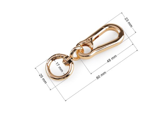 Kovová karabina otočná s kulatou karabinou, průvlek 17 mm