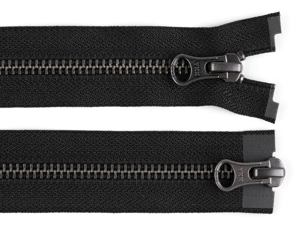 Zip kovový YKK No 5 dělitelný 2 jezdce / dvoucestný 70 cm na kožené bundy