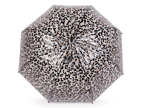 Dámský / dívčí průhledný vystřelovací deštník leopard