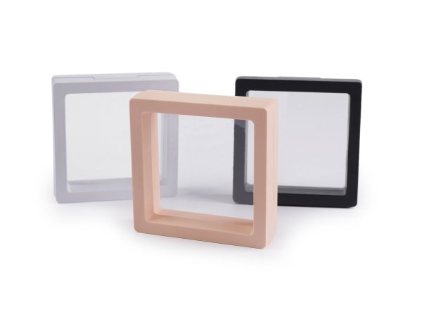 Krabička / rámeček s průhlednou fólií k vystavení zboží a dárkovému balení 7x7 cm